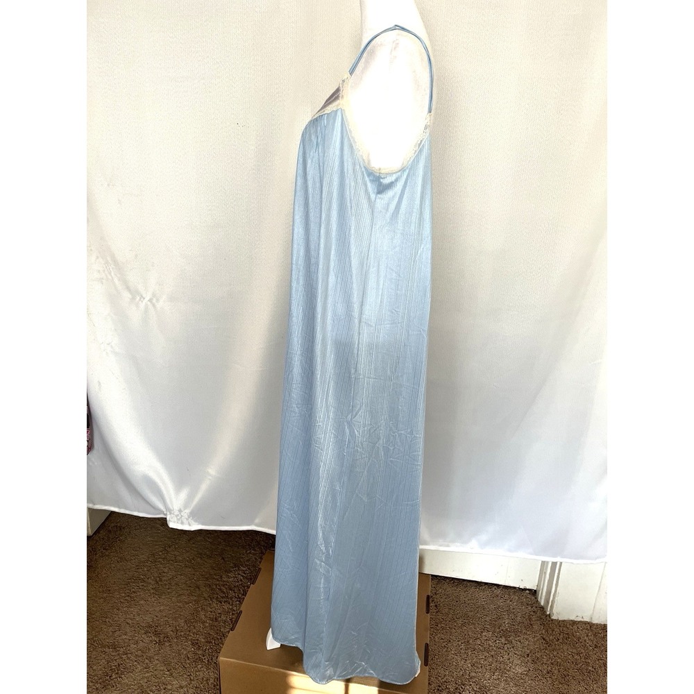 Vintage 70's Tom Bezduda for‎ Barad Two Piece Satin Peignoir Set USA Blue Med - Picture 16 of 16